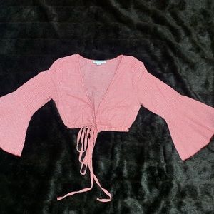 Red and white crop top